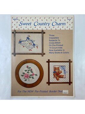 Sweet Country Charm Cross-Stitch Three Patterns Instruction Booklet Pre-Printed